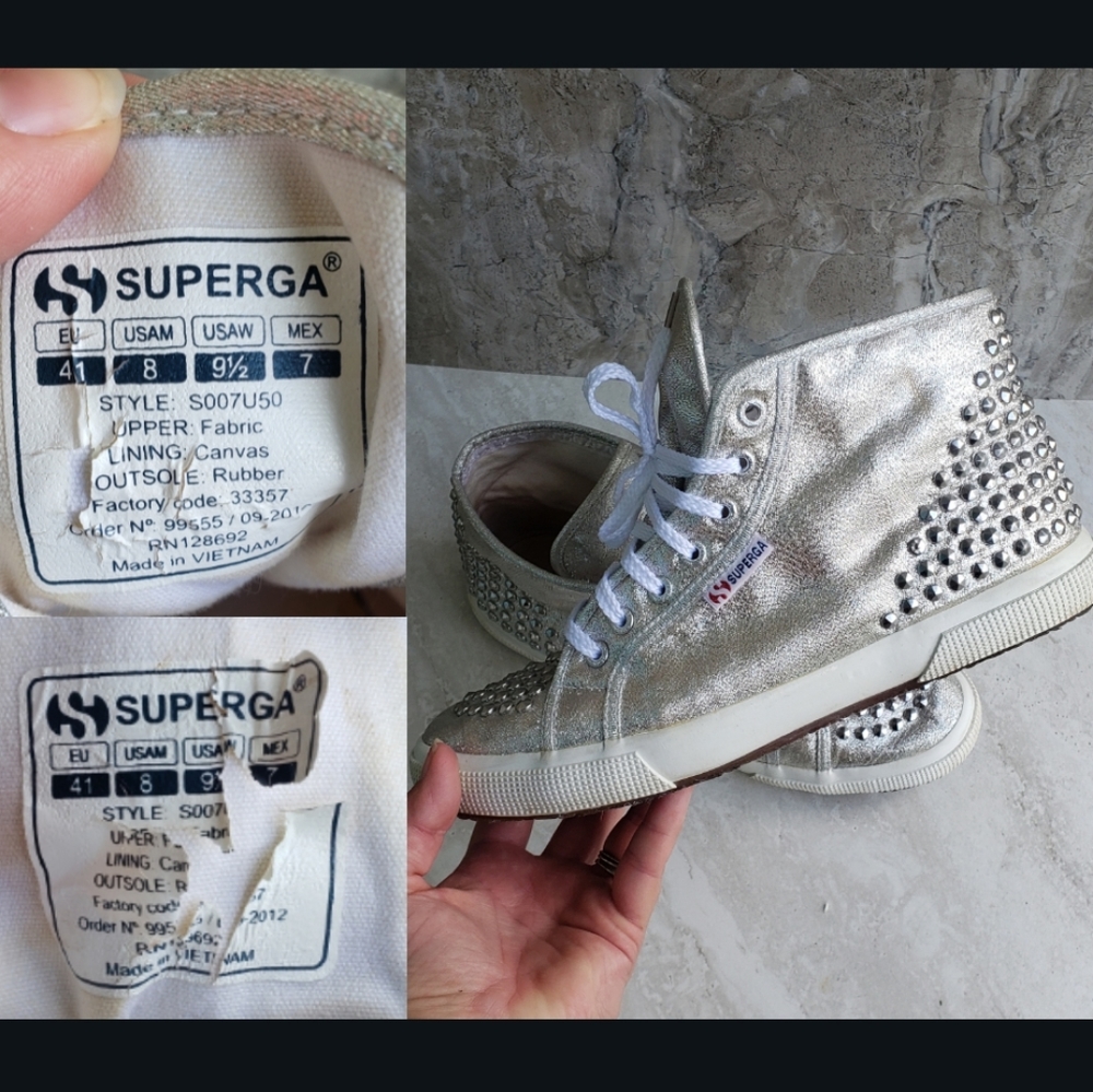 Superga Silver Glitter Stud High-Top Sneaker
EU 41 - Picture 14 of 16
